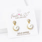 18K Gold Dipped Micro Pave Set Cubic Zirconia 7mm Pearl Dangle Post Earrings