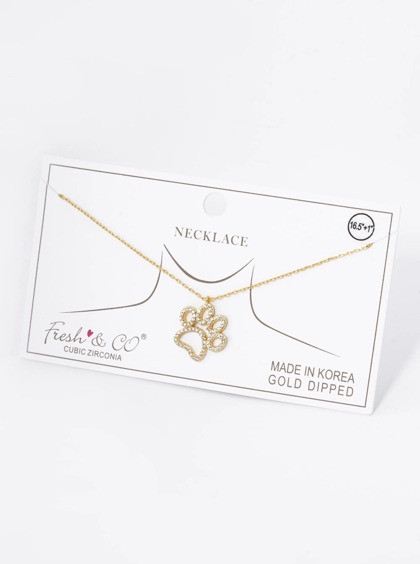 18K Gold Dipped Micro Pave Set Cubic Zirconia Dog Paw Game Day Mascot Pendant Necklace