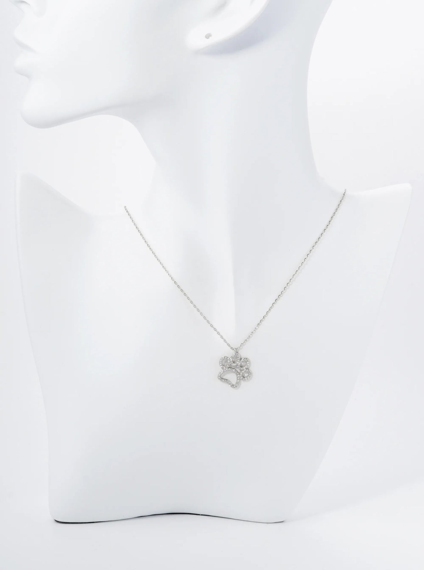 18K Gold Dipped Micro Pave Set Cubic Zirconia Dog Paw Game Day Mascot Pendant Necklace