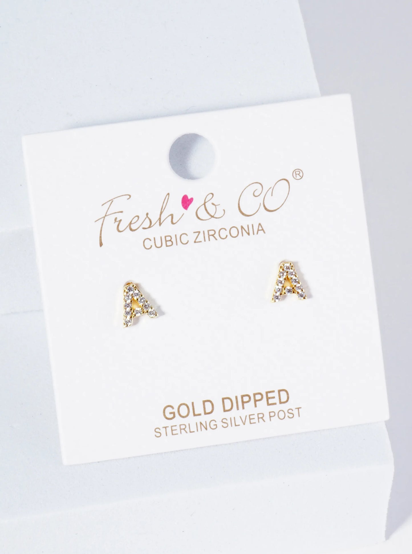 18K Gold Dipped Micro Pave Set Cubic Zirconia Initial Stud Earrings