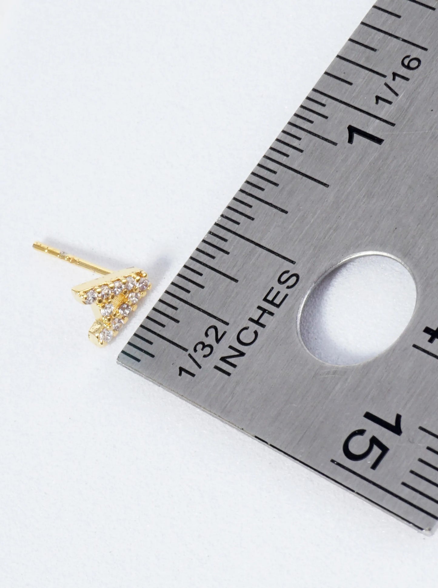 18K Gold Dipped Micro Pave Set Cubic Zirconia Initial Stud Earrings