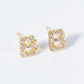 18K Gold Dipped Micro Pave Set Cubic Zirconia Initial Stud Earrings