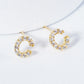18K Gold Dipped Micro Pave Set Cubic Zirconia Initial Stud Earrings