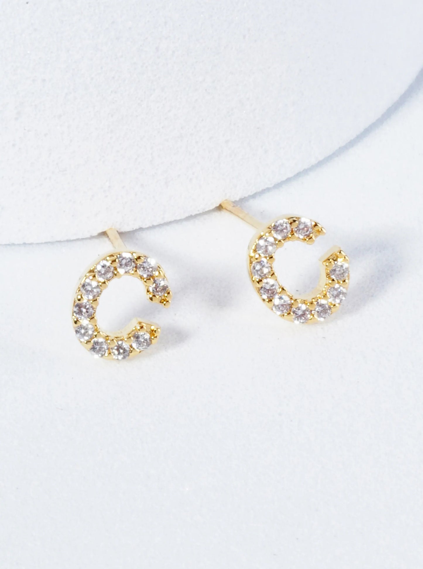 18K Gold Dipped Micro Pave Set Cubic Zirconia Initial Stud Earrings