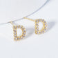 18K Gold Dipped Micro Pave Set Cubic Zirconia Initial Stud Earrings