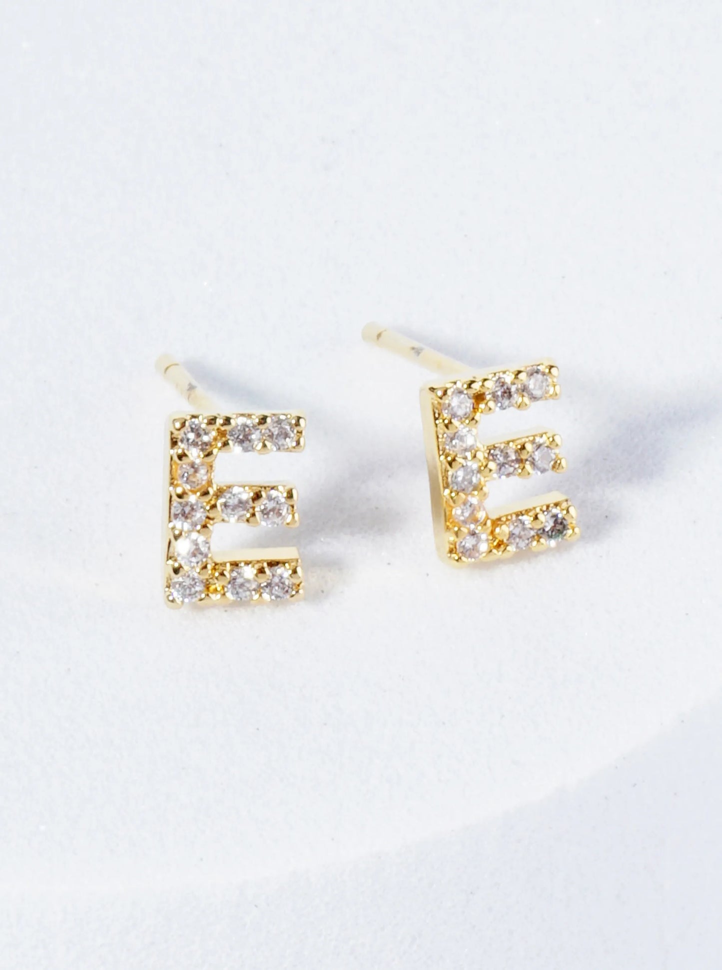 18K Gold Dipped Micro Pave Set Cubic Zirconia Initial Stud Earrings