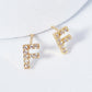 18K Gold Dipped Micro Pave Set Cubic Zirconia Initial Stud Earrings