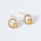 18K Gold Dipped Micro Pave Set Cubic Zirconia Initial Stud Earrings