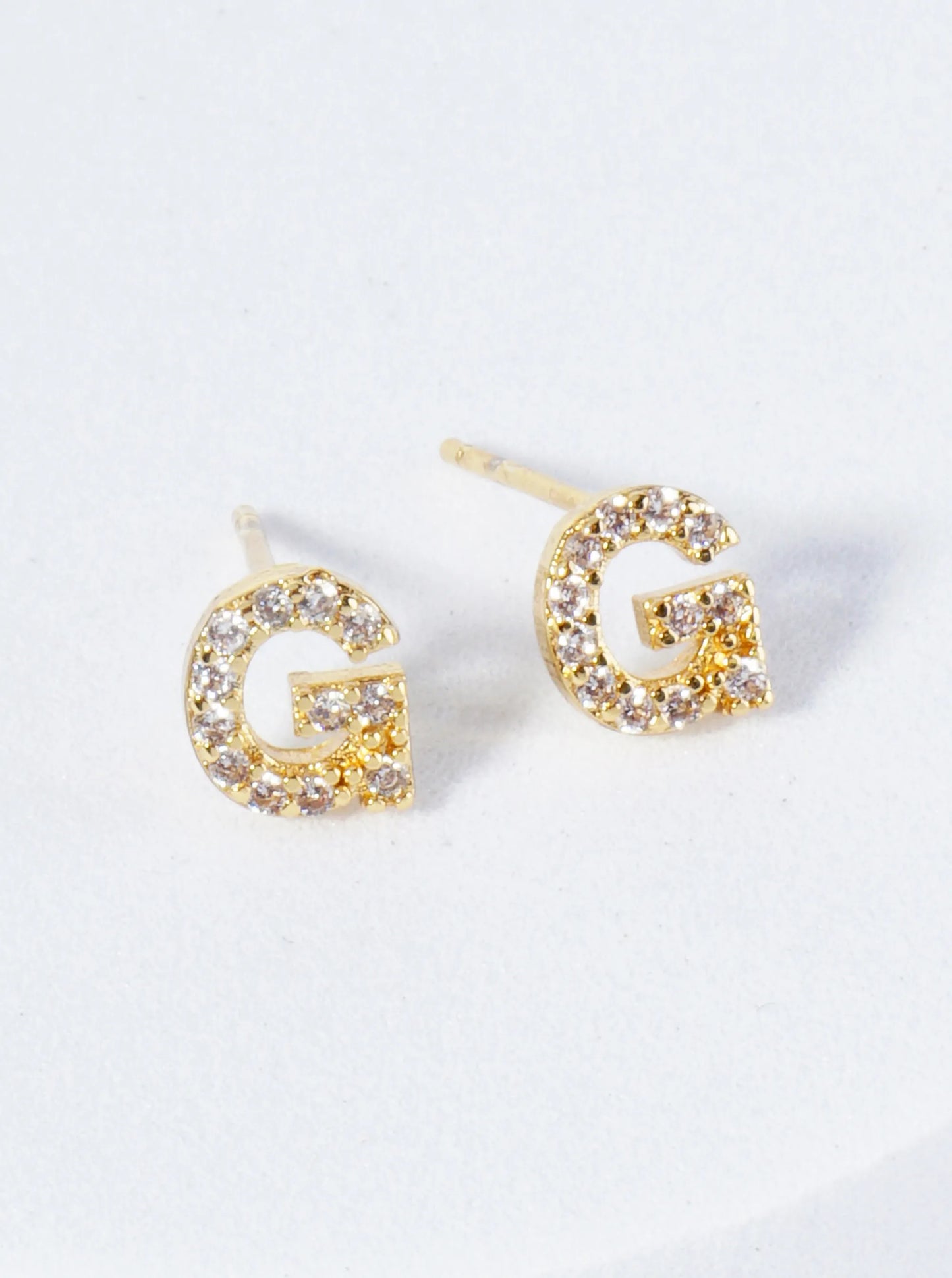 18K Gold Dipped Micro Pave Set Cubic Zirconia Initial Stud Earrings