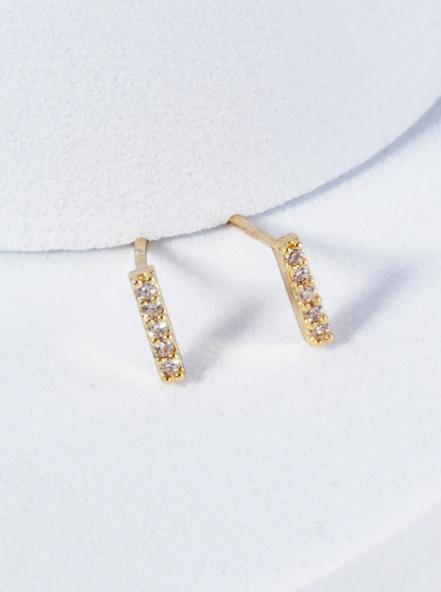 18K Gold Dipped Micro Pave Set Cubic Zirconia Initial Stud Earrings