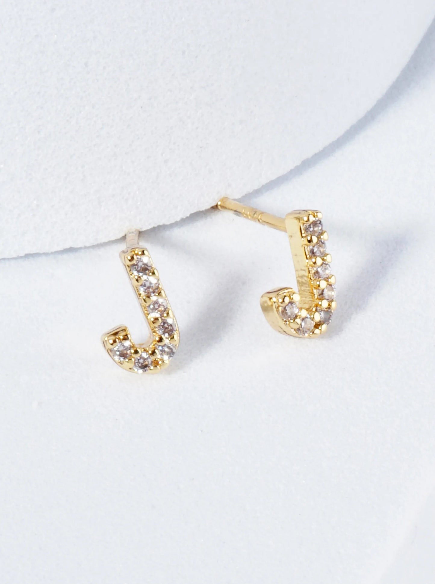 18K Gold Dipped Micro Pave Set Cubic Zirconia Initial Stud Earrings