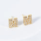 18K Gold Dipped Micro Pave Set Cubic Zirconia Initial Stud Earrings