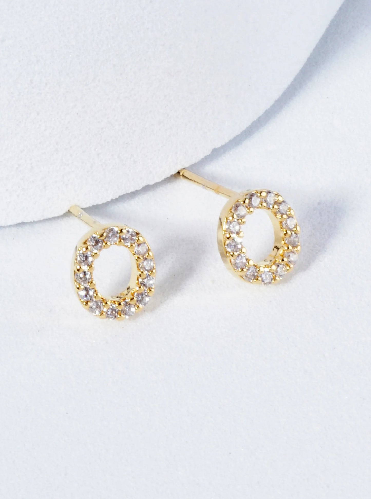 18K Gold Dipped Micro Pave Set Cubic Zirconia Initial Stud Earrings