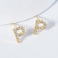 18K Gold Dipped Micro Pave Set Cubic Zirconia Initial Stud Earrings