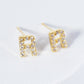 18K Gold Dipped Micro Pave Set Cubic Zirconia Initial Stud Earrings