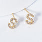 18K Gold Dipped Micro Pave Set Cubic Zirconia Initial Stud Earrings