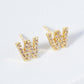 18K Gold Dipped Micro Pave Set Cubic Zirconia Initial Stud Earrings
