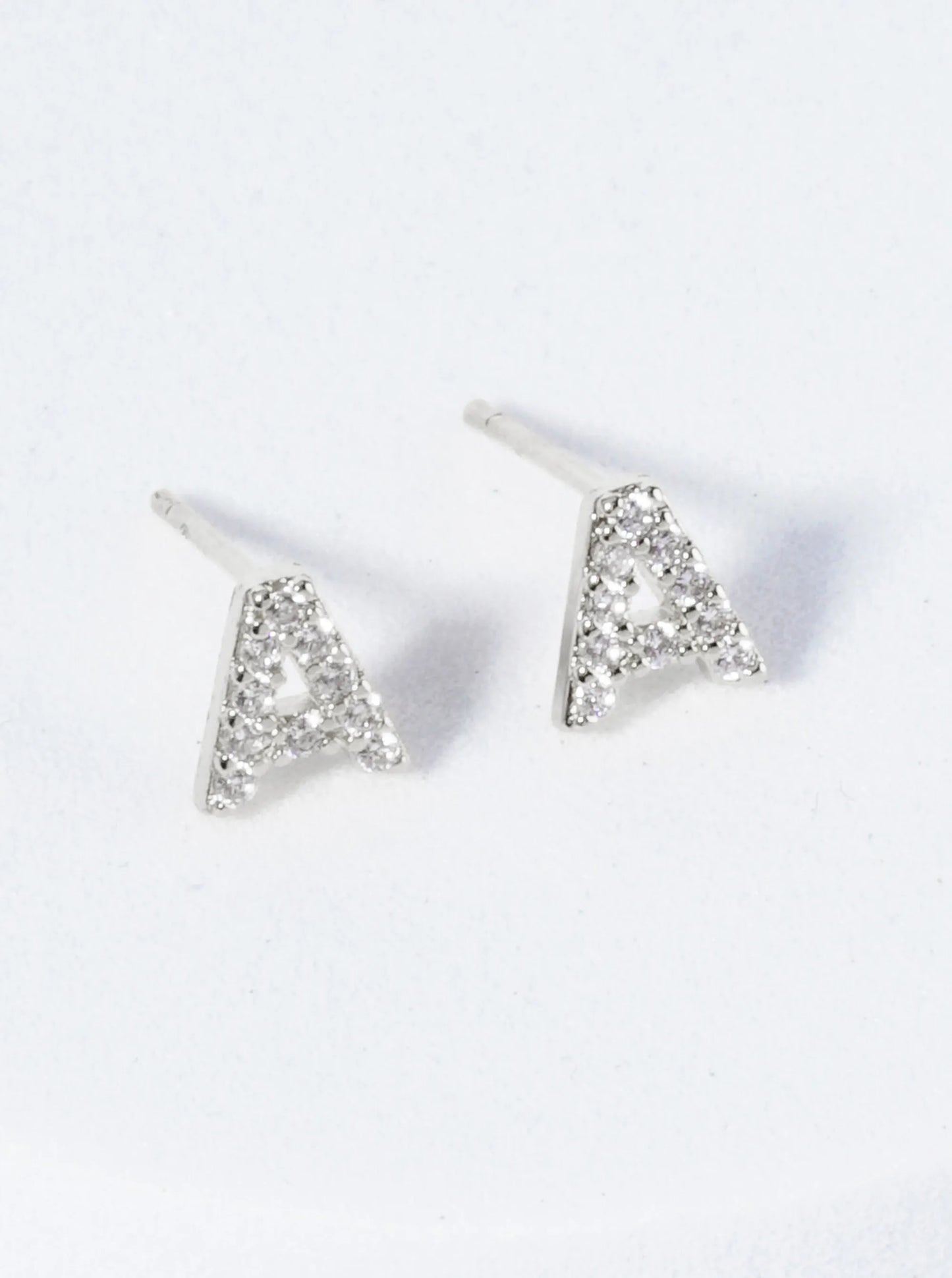18K Gold Dipped Micro Pave Set Cubic Zirconia Initial Stud Earrings