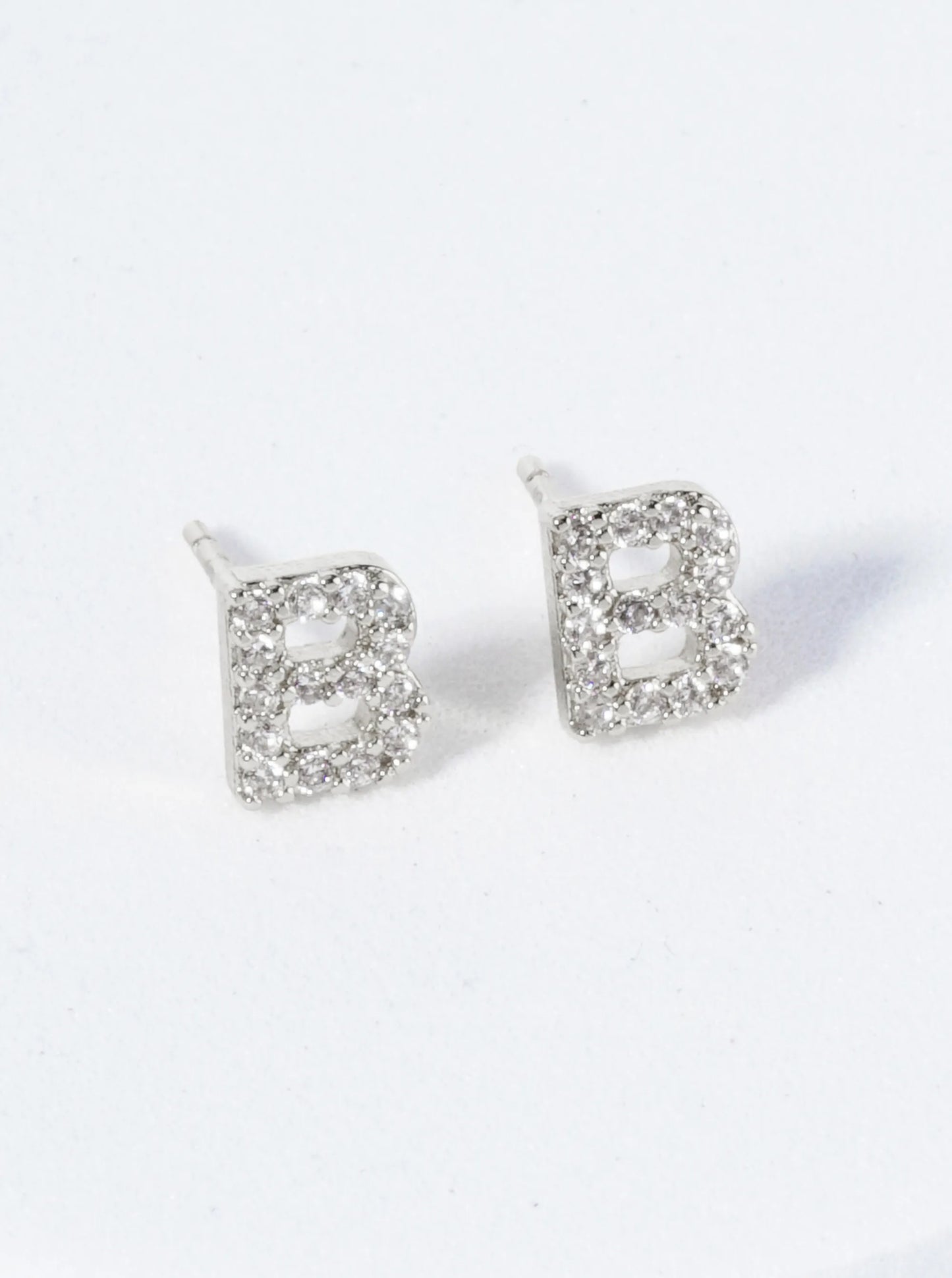 18K Gold Dipped Micro Pave Set Cubic Zirconia Initial Stud Earrings