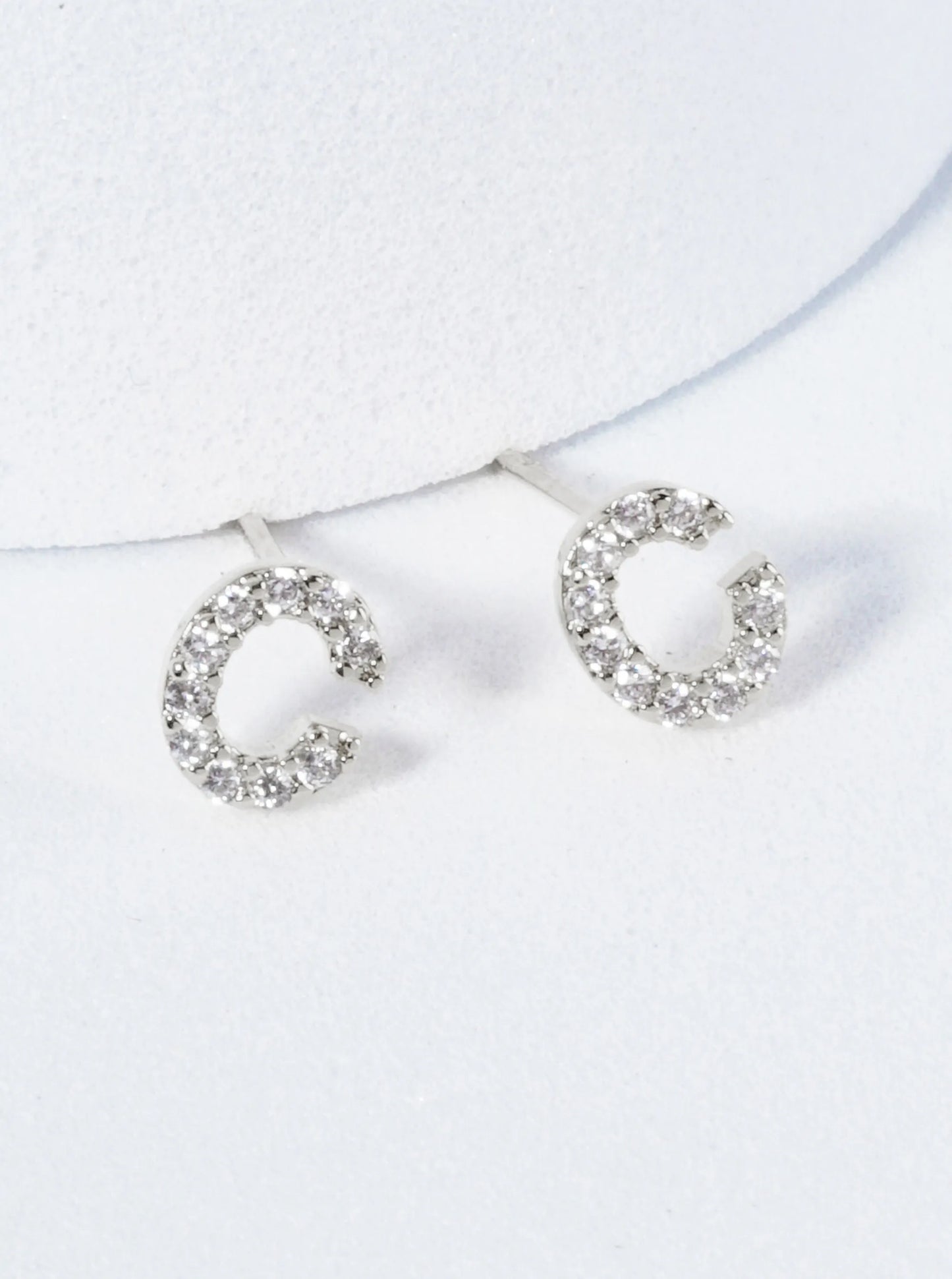 18K Gold Dipped Micro Pave Set Cubic Zirconia Initial Stud Earrings