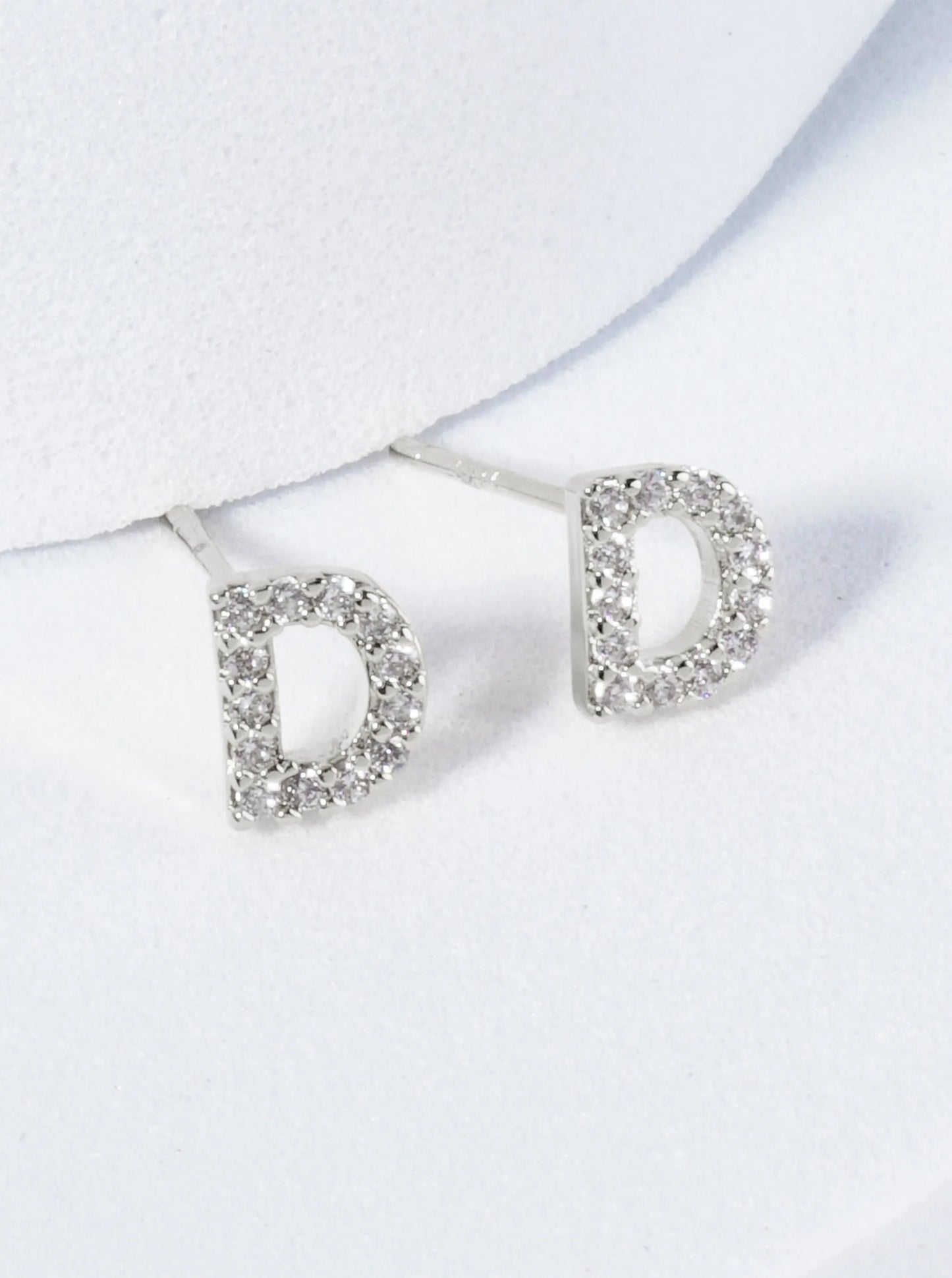 18K Gold Dipped Micro Pave Set Cubic Zirconia Initial Stud Earrings