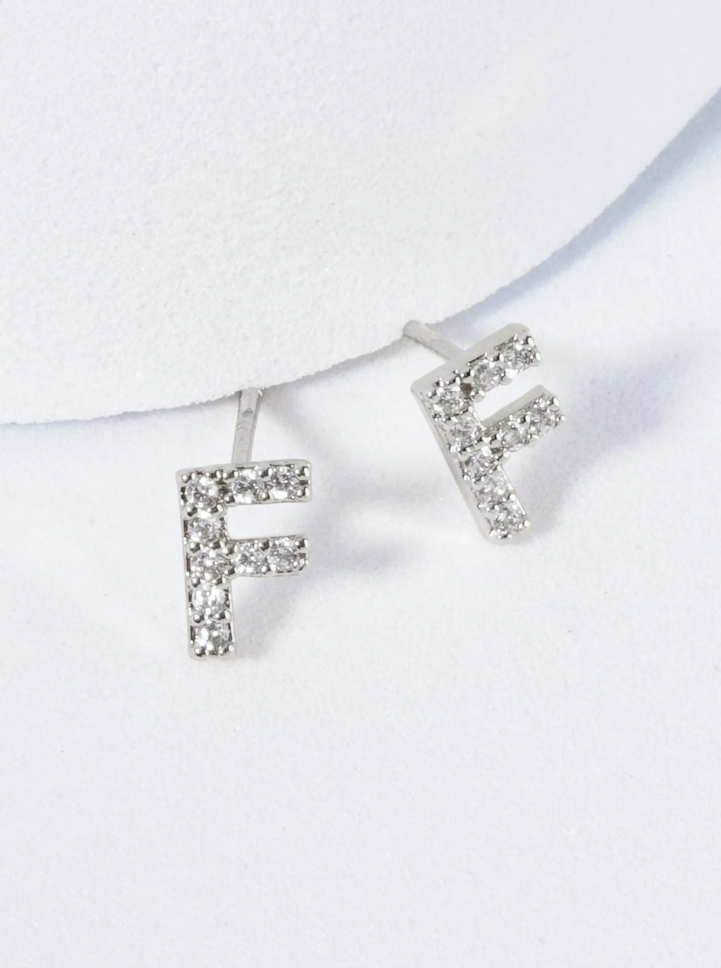 18K Gold Dipped Micro Pave Set Cubic Zirconia Initial Stud Earrings