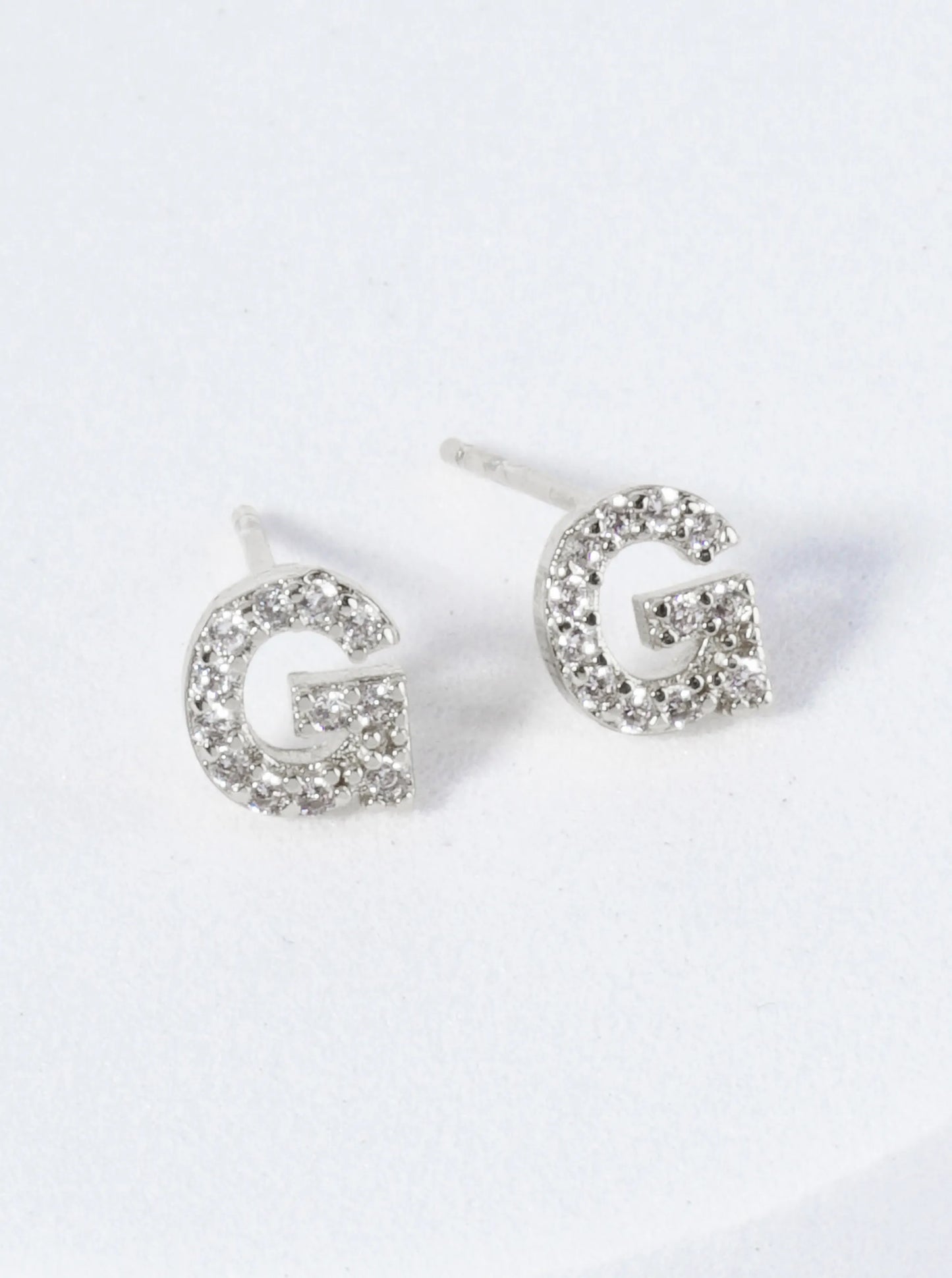 18K Gold Dipped Micro Pave Set Cubic Zirconia Initial Stud Earrings