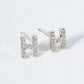 18K Gold Dipped Micro Pave Set Cubic Zirconia Initial Stud Earrings