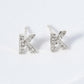 18K Gold Dipped Micro Pave Set Cubic Zirconia Initial Stud Earrings