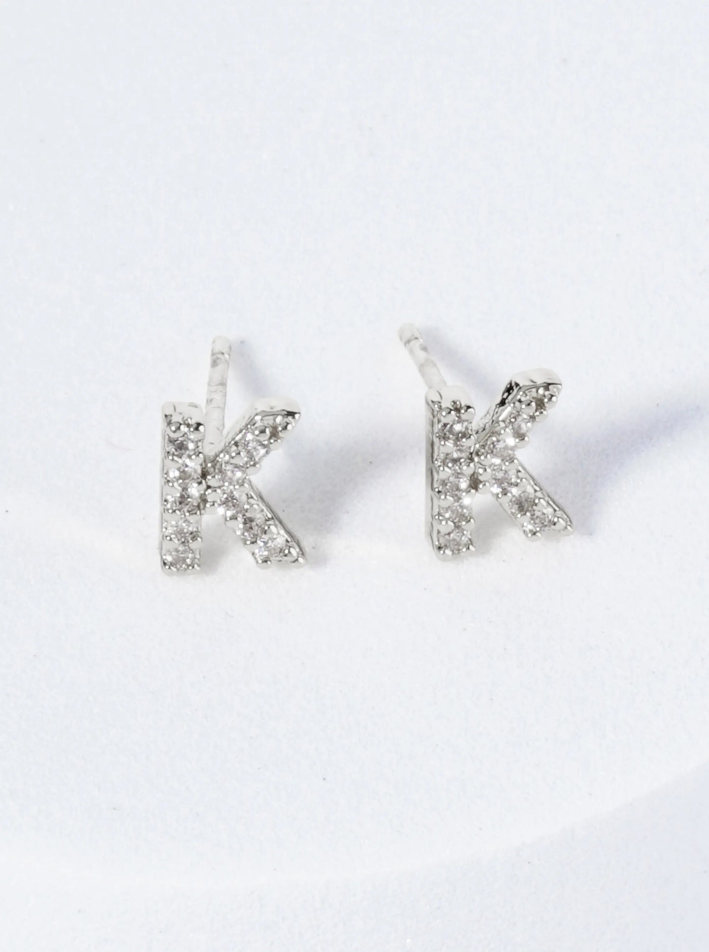 18K Gold Dipped Micro Pave Set Cubic Zirconia Initial Stud Earrings