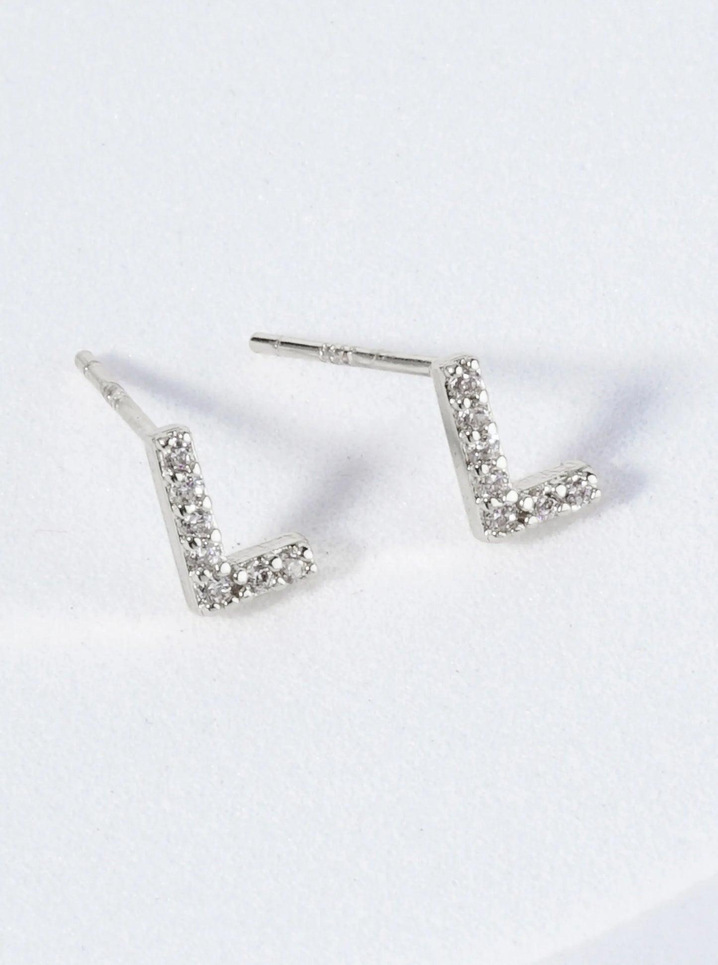 18K Gold Dipped Micro Pave Set Cubic Zirconia Initial Stud Earrings