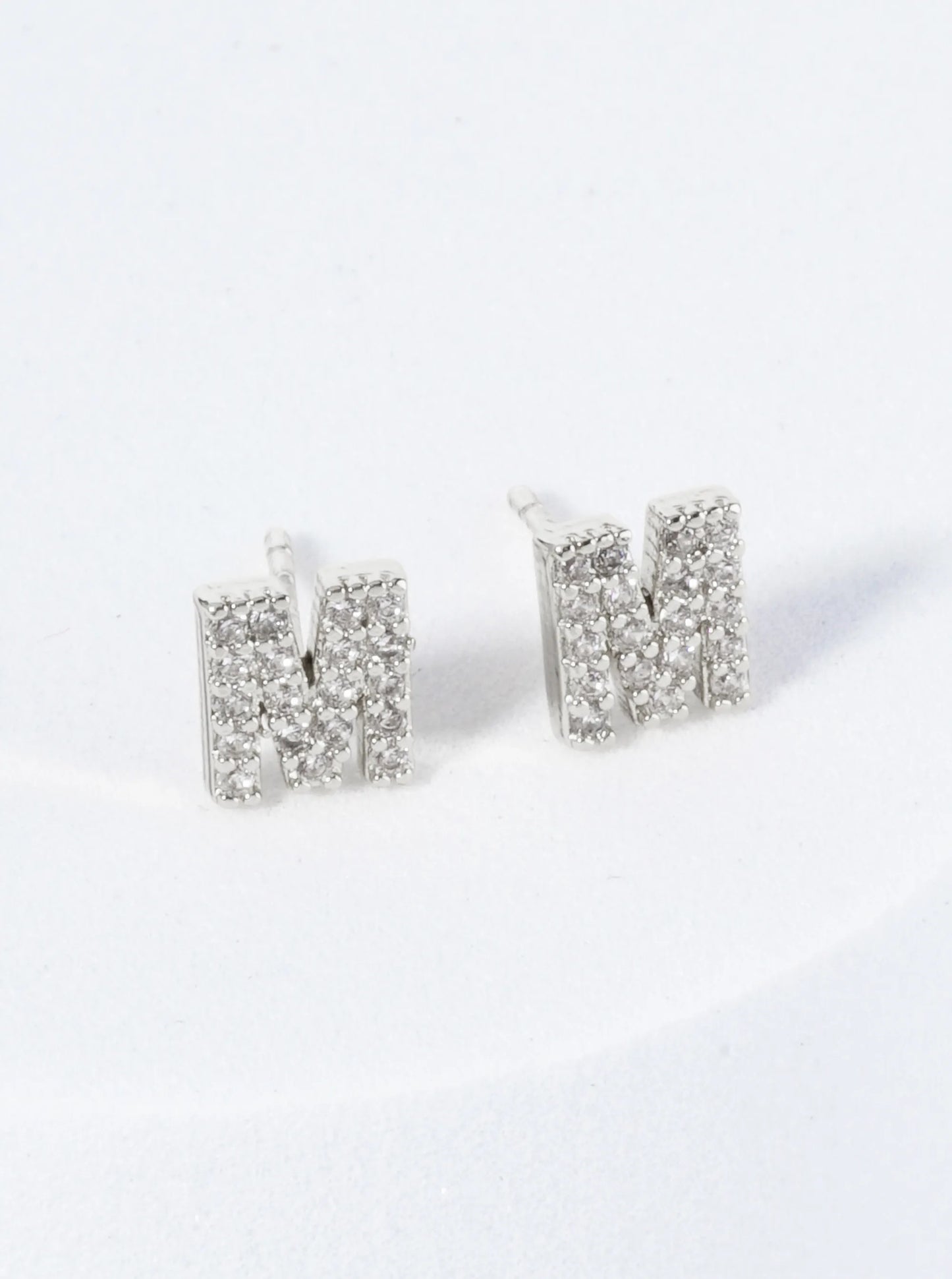 18K Gold Dipped Micro Pave Set Cubic Zirconia Initial Stud Earrings