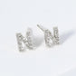 18K Gold Dipped Micro Pave Set Cubic Zirconia Initial Stud Earrings