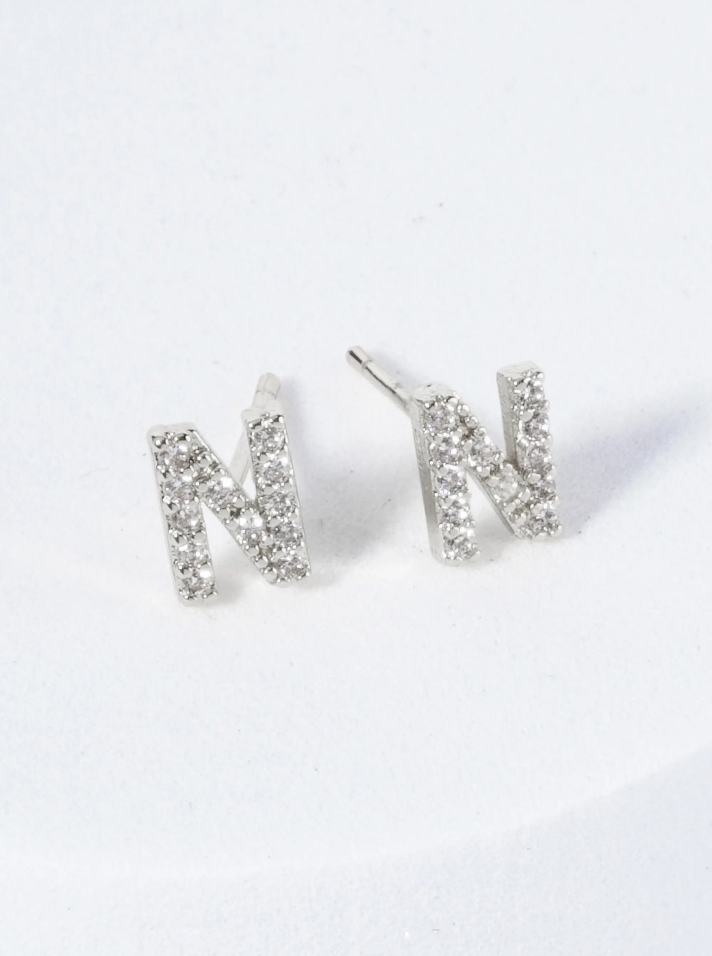 18K Gold Dipped Micro Pave Set Cubic Zirconia Initial Stud Earrings