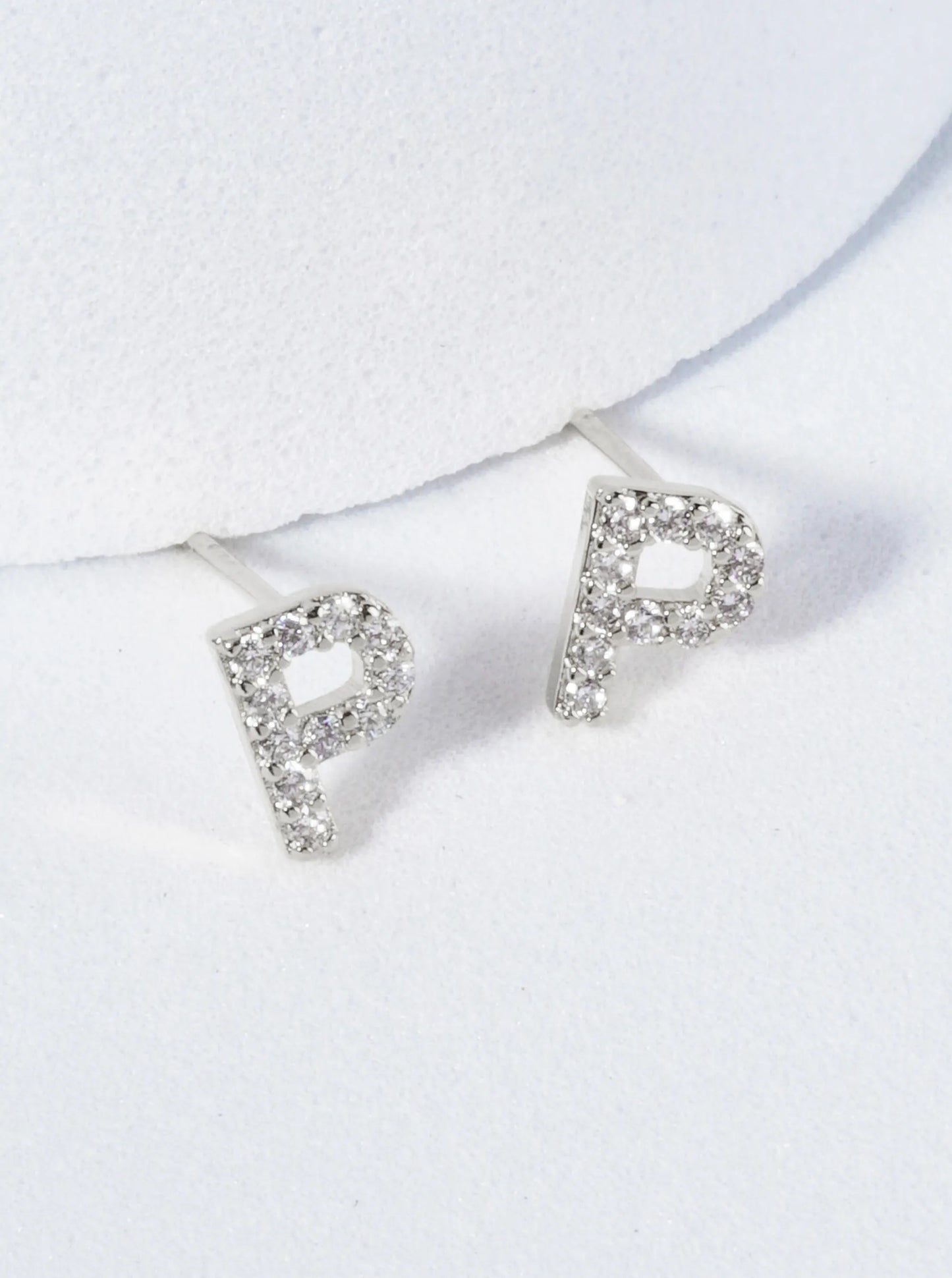 18K Gold Dipped Micro Pave Set Cubic Zirconia Initial Stud Earrings