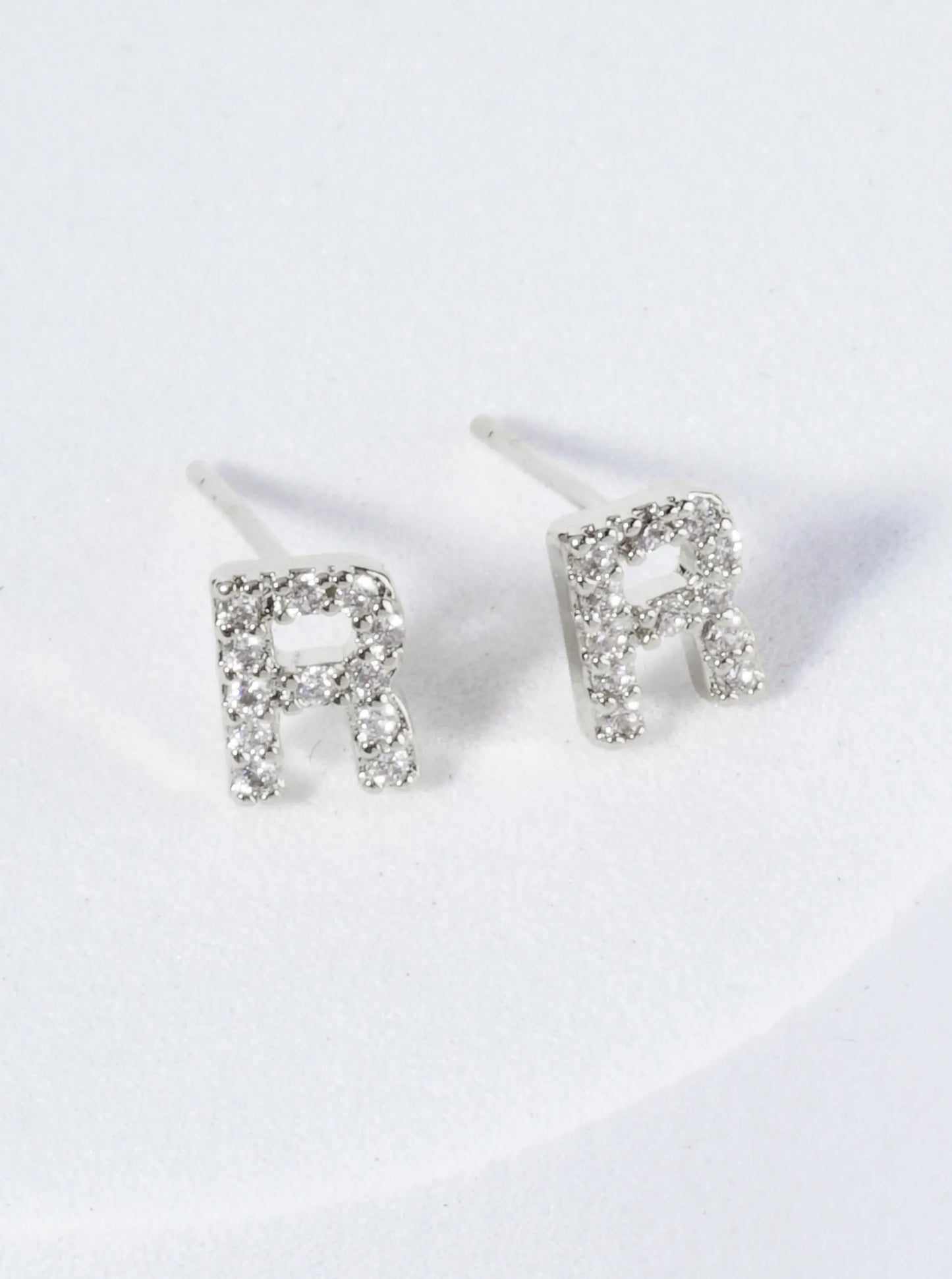18K Gold Dipped Micro Pave Set Cubic Zirconia Initial Stud Earrings