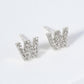 18K Gold Dipped Micro Pave Set Cubic Zirconia Initial Stud Earrings
