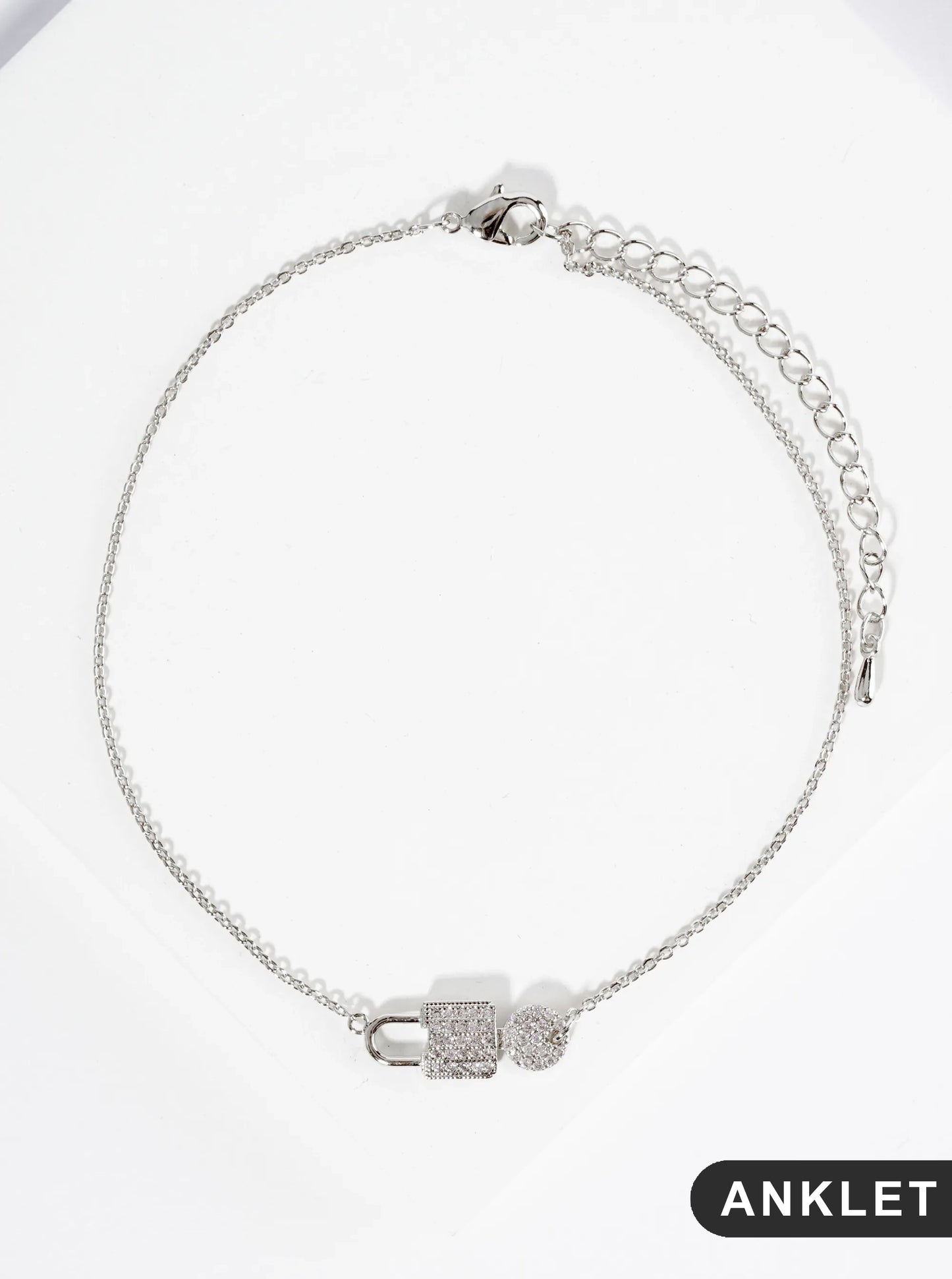 18K Gold Dipped Micro Pave Set Cubic Zirconia Lock And Key Brass Chain Anklet