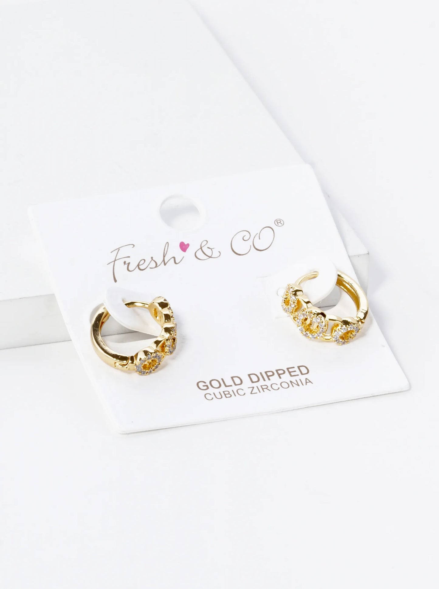 18K Gold Dipped Micro Pave Set Cubic Zirconia Multi Circle 13mm Huggie Hoop Earrings