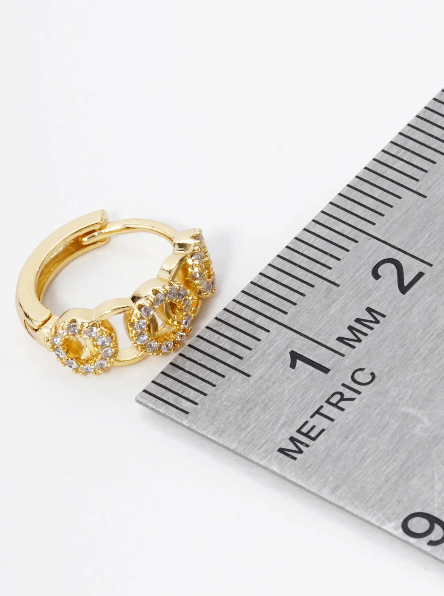 18K Gold Dipped Micro Pave Set Cubic Zirconia Multi Circle 13mm Huggie Hoop Earrings