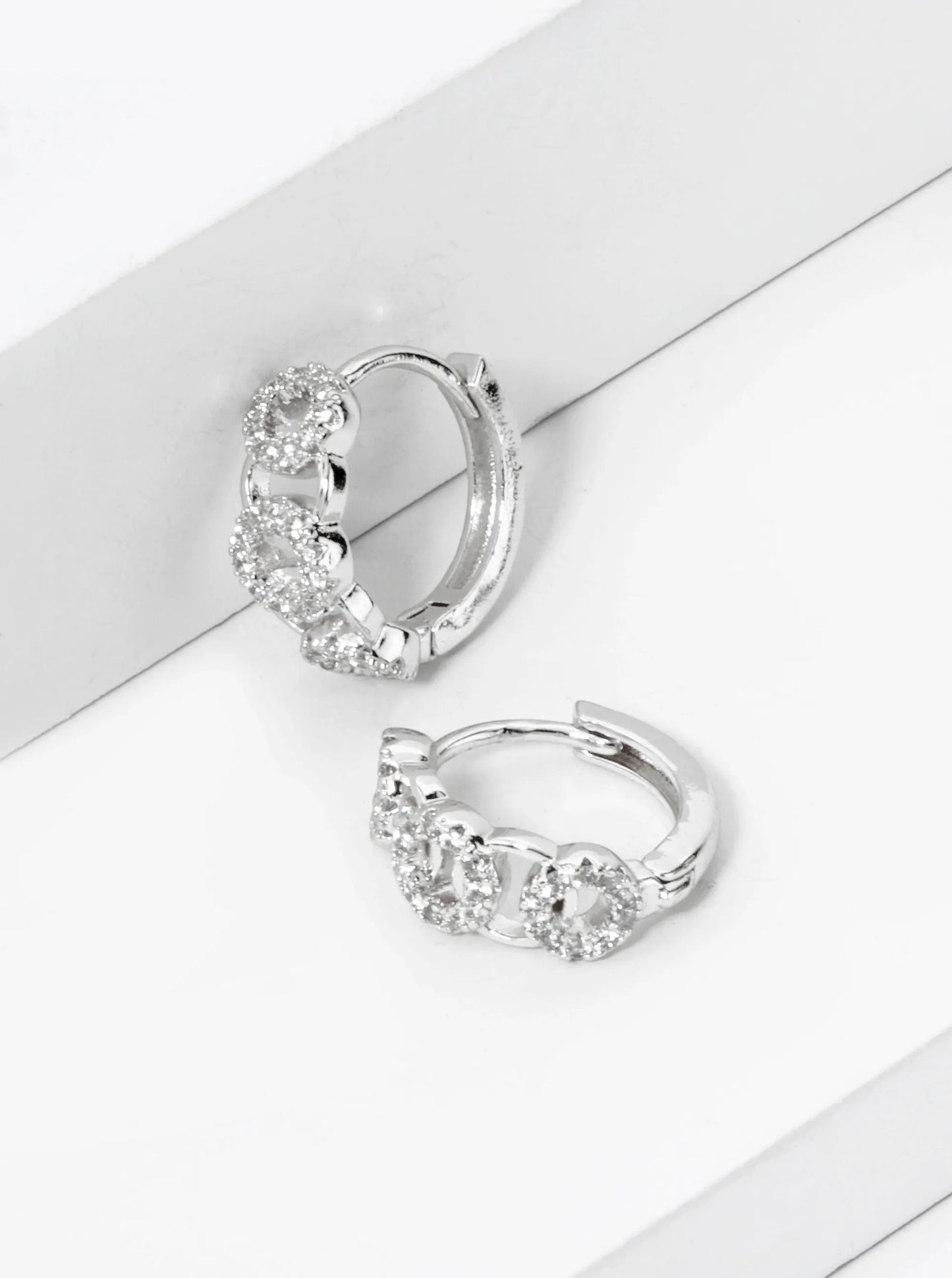 18K Gold Dipped Micro Pave Set Cubic Zirconia Multi Circle 13mm Huggie Hoop Earrings