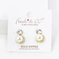 18K Gold Dipped Micro Pave Set Cubic Zirconia Pearl Drop Post Earrings