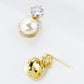 18K Gold Dipped Micro Pave Set Cubic Zirconia Pearl Drop Post Earrings