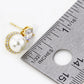 18K Gold Dipped Micro Pave Set Cubic Zirconia Pearl Drop Post Earrings