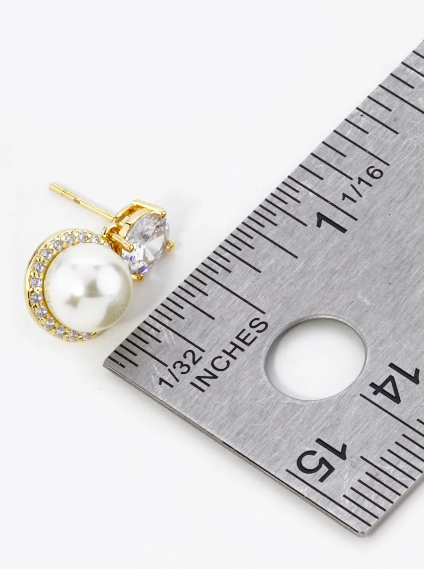 18K Gold Dipped Micro Pave Set Cubic Zirconia Pearl Drop Post Earrings