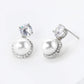 18K Gold Dipped Micro Pave Set Cubic Zirconia Pearl Drop Post Earrings