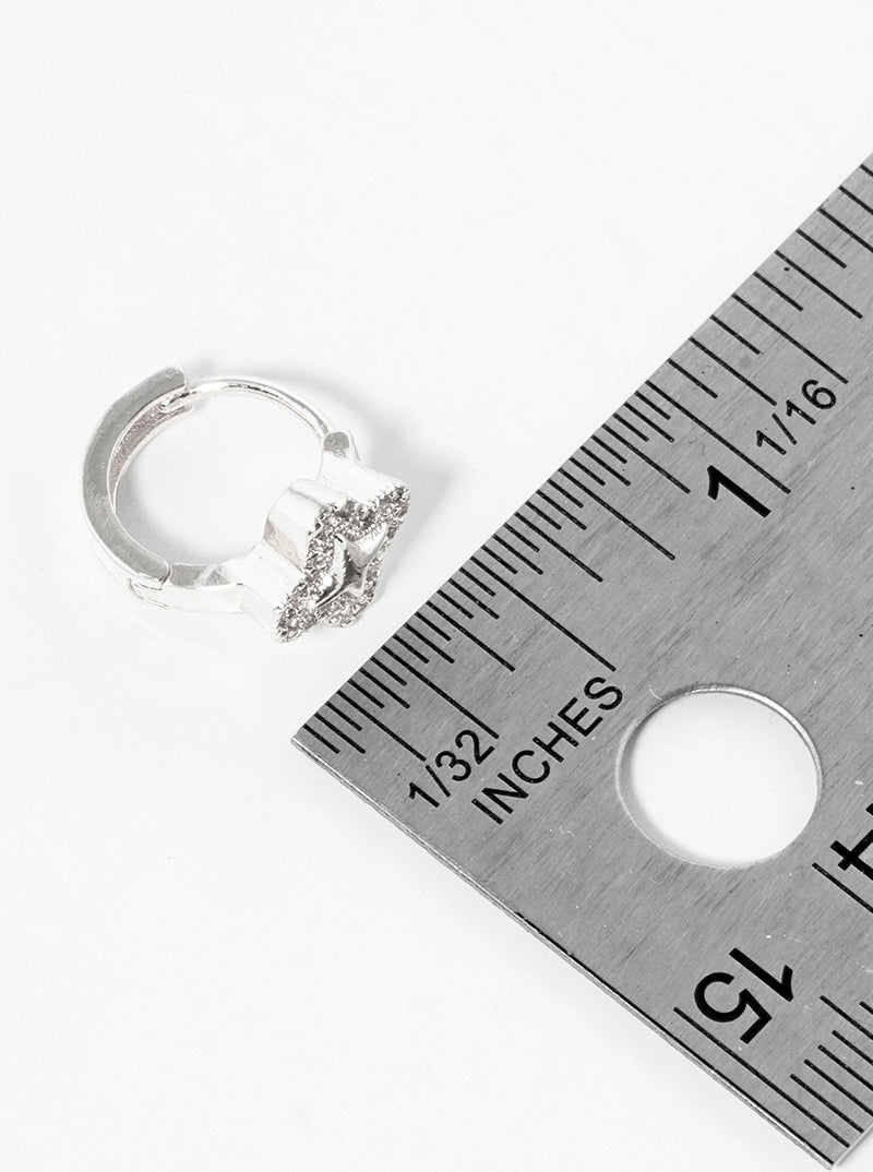 18K Gold Dipped Micro Pave Set Cubic Zirconia Quatrefoil 10mm Huggie Hoop Earrings