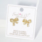 18K Gold Dipped Micro Pave Set Cubic Zirconia Ribbon Bow Stud Earrings