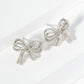 18K Gold Dipped Micro Pave Set Cubic Zirconia Ribbon Bow Stud Earrings
