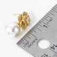 18K Gold Dipped Micro Pave Set Cubic Zirconia Rose Flower With 11mm Pearl Post Earrings